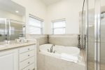 A close look at the primary bathroom jacuzzi tub